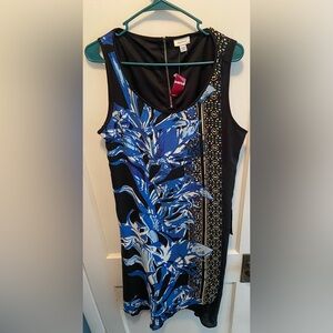 Avenue Black & Blue Floral Sleeveless Dress